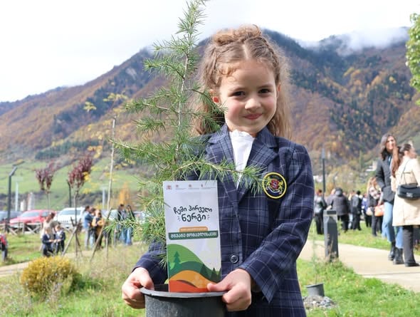 First-graders in Mestia Plant Trees Through Georgia's 'My First Seedling' Program